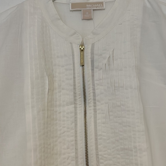 MICHAEL Michael Kors White Zip-Up Blouse, Size 10 - Picture 5 of 11